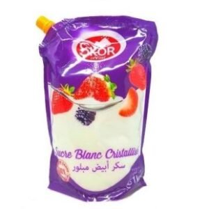 Sucre blanc cristallisé Skor – 1kg – avec verseur